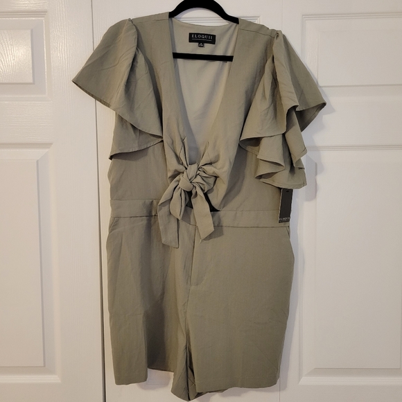 NWT Eloquii Tie Bodice Romper with flutter sleevesNWT Eloquii Tie Bodice Romper - Picture 3 of 5